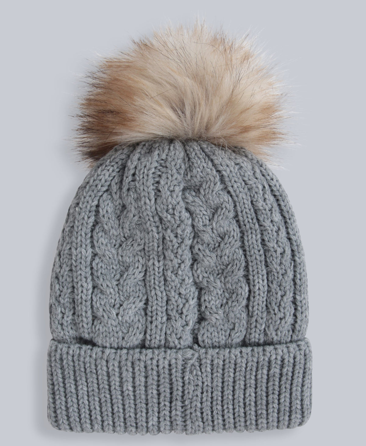 Becky Womens Sherpa Lined Pom Beanie - Grey