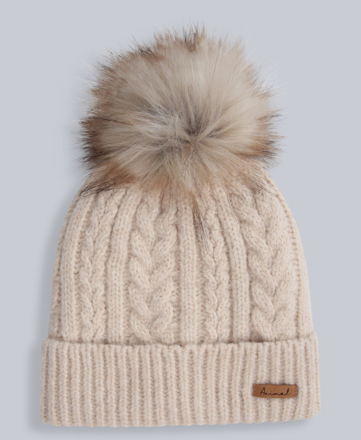 Becky Womens Sherpa Lined Pom Beanie - Light Beige