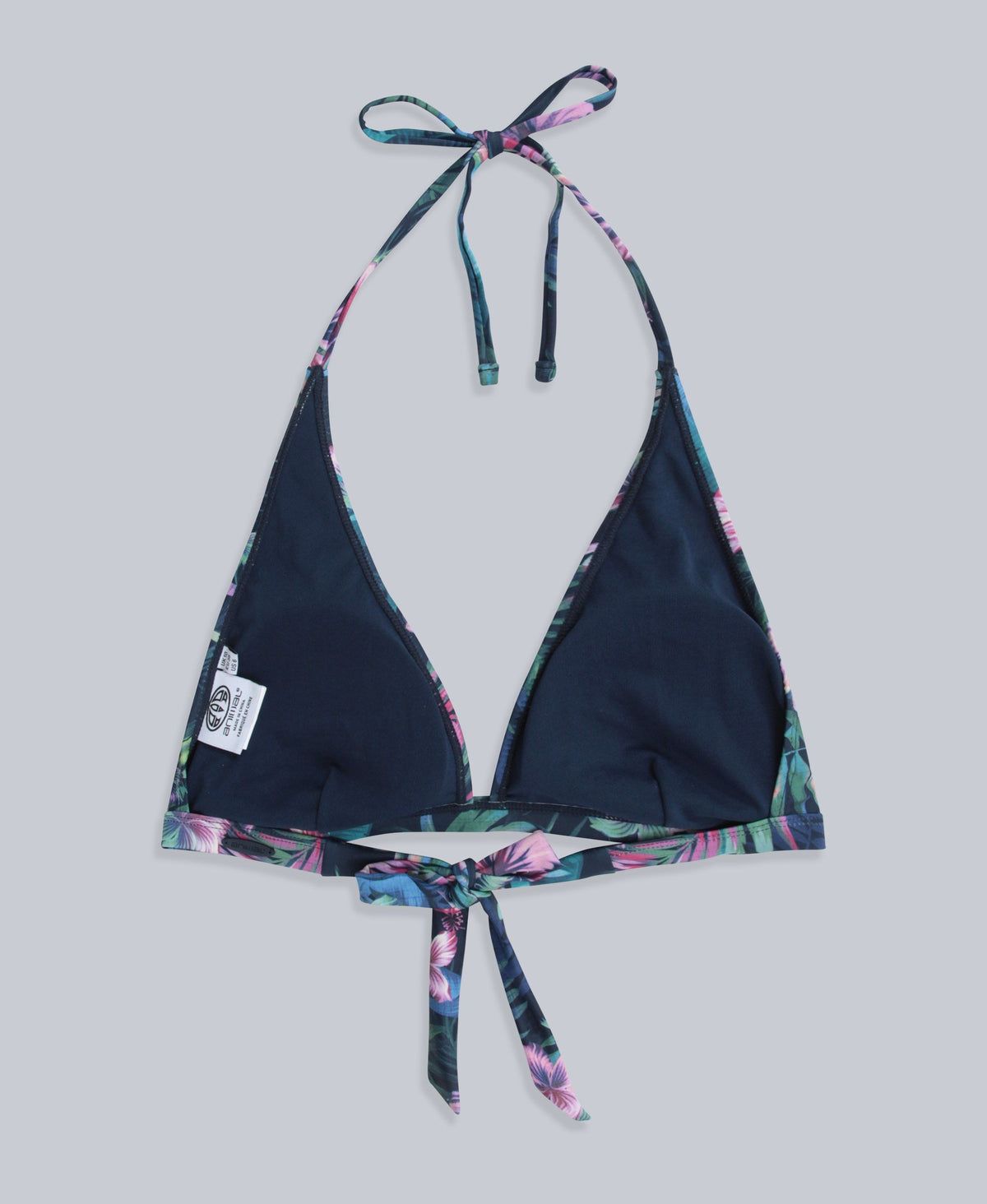 Iona Womens Halter Printed Bikini Top - Dark Blue