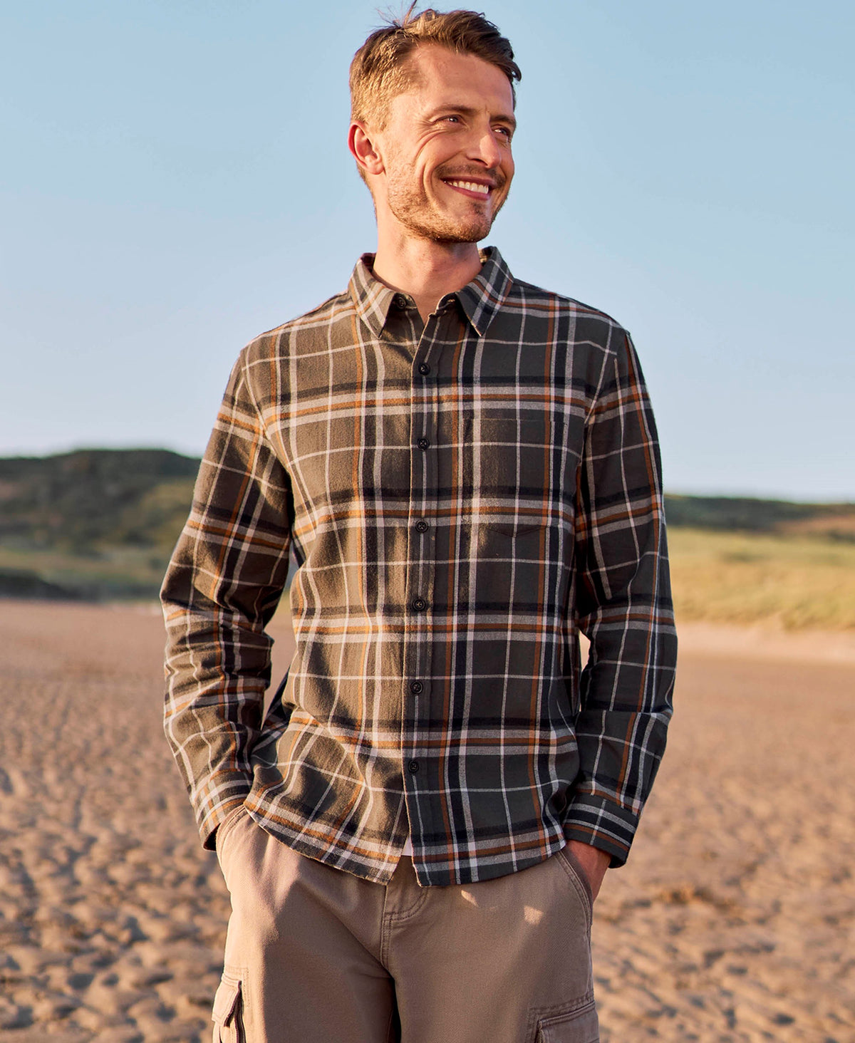 Cove Mens Flannel Shirt - Charcoal