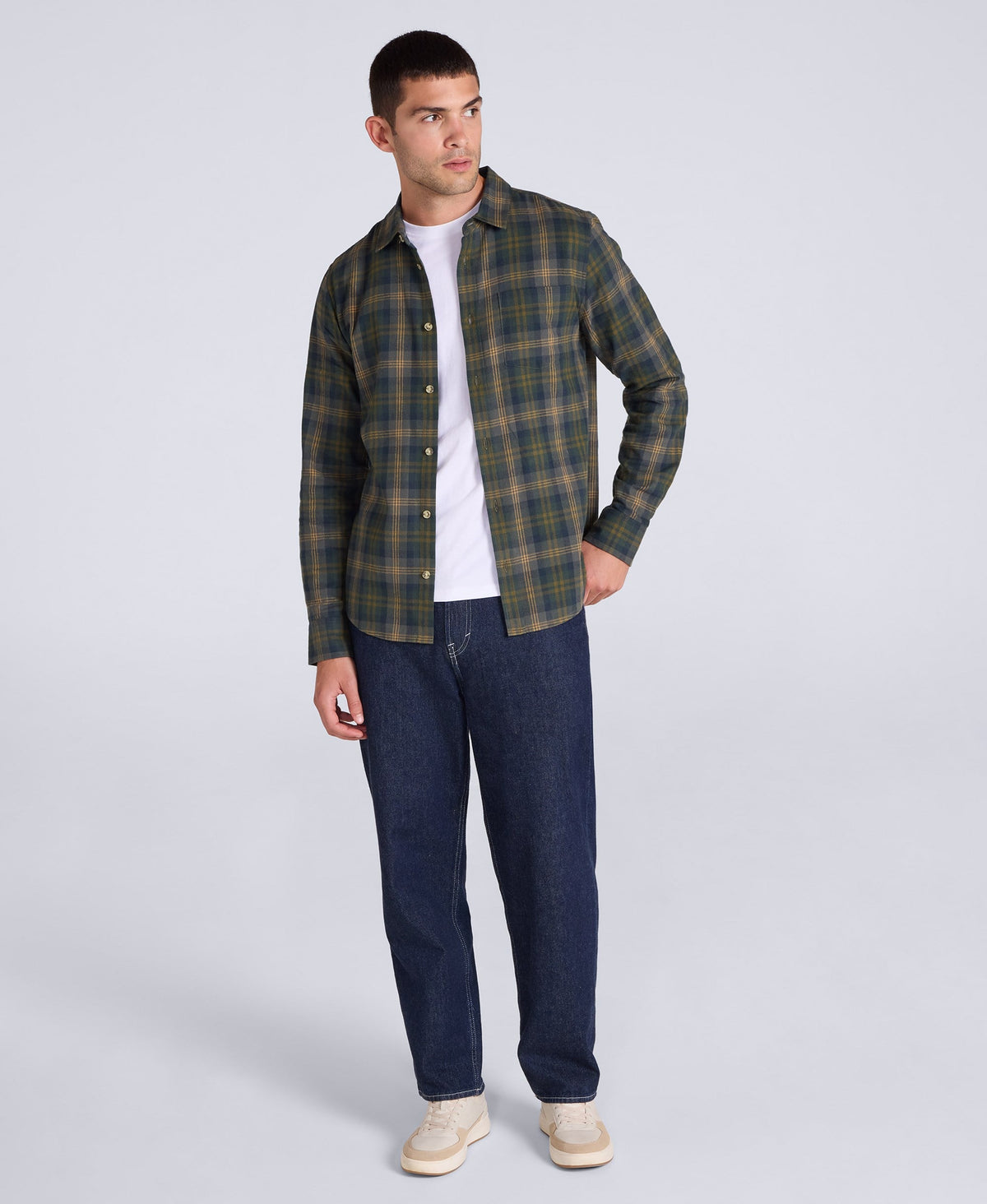 Cove Mens Flannel Shirt - Khaki