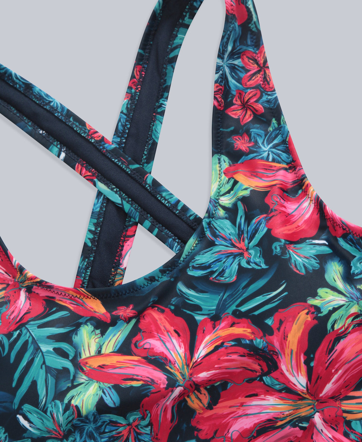 Mia Womens Cross Back Printed Swimsuit - Red