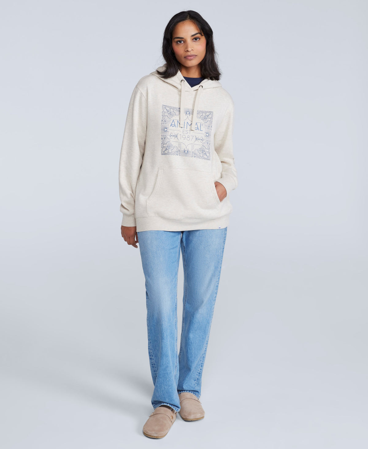 Maya Womens Graphic Hoodie - Light Beige