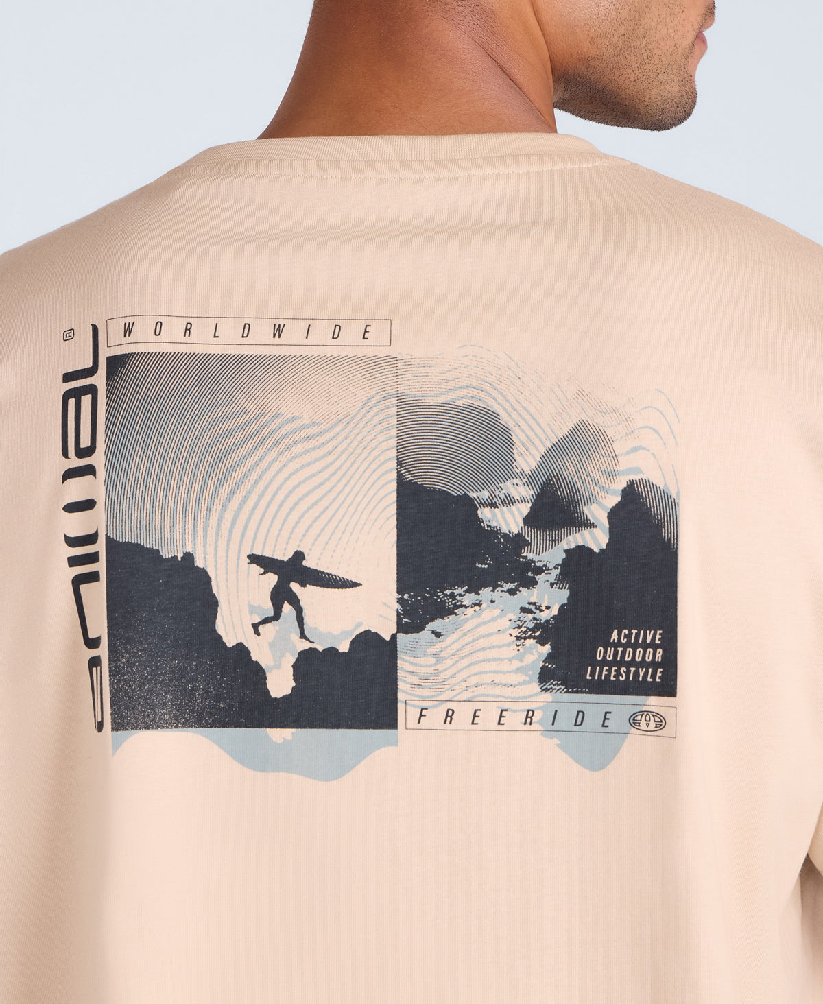 Chase Mens Graphic Relaxed T-Shirt - Light Beige