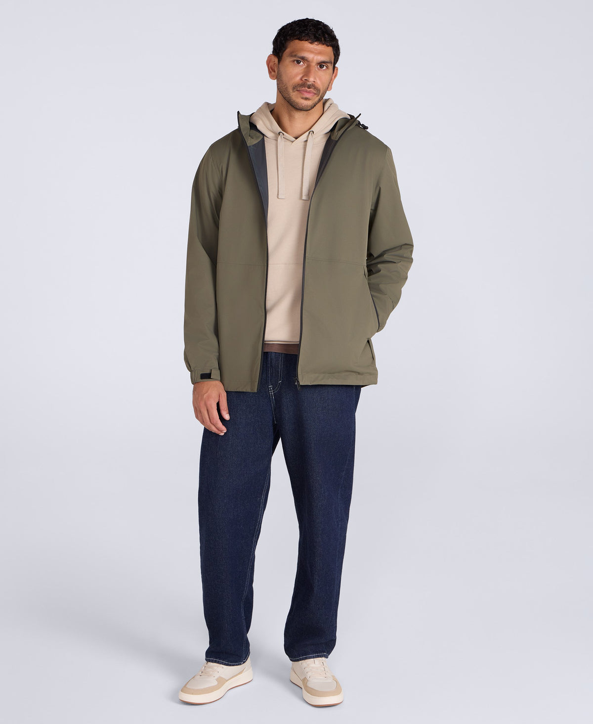 Pace Mens Waterproof Packable Jacket - Dark Khaki