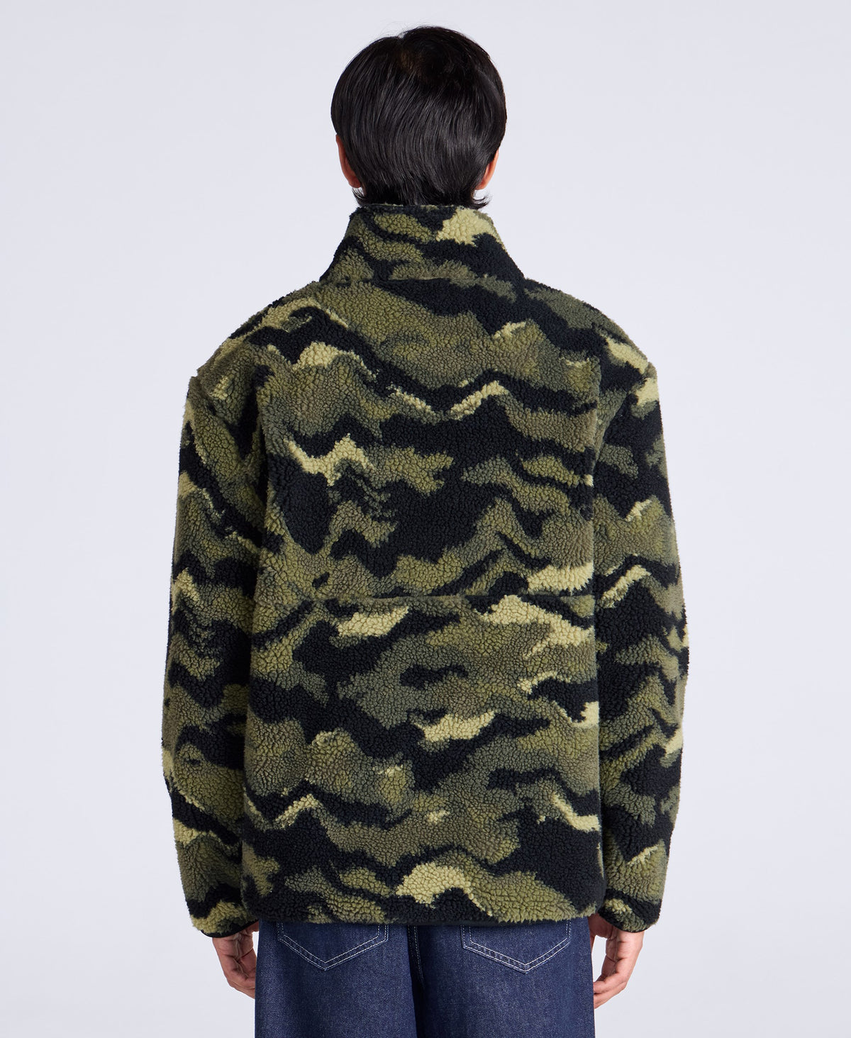 Hennie Mens Printed Borg Jacket - Dark Green