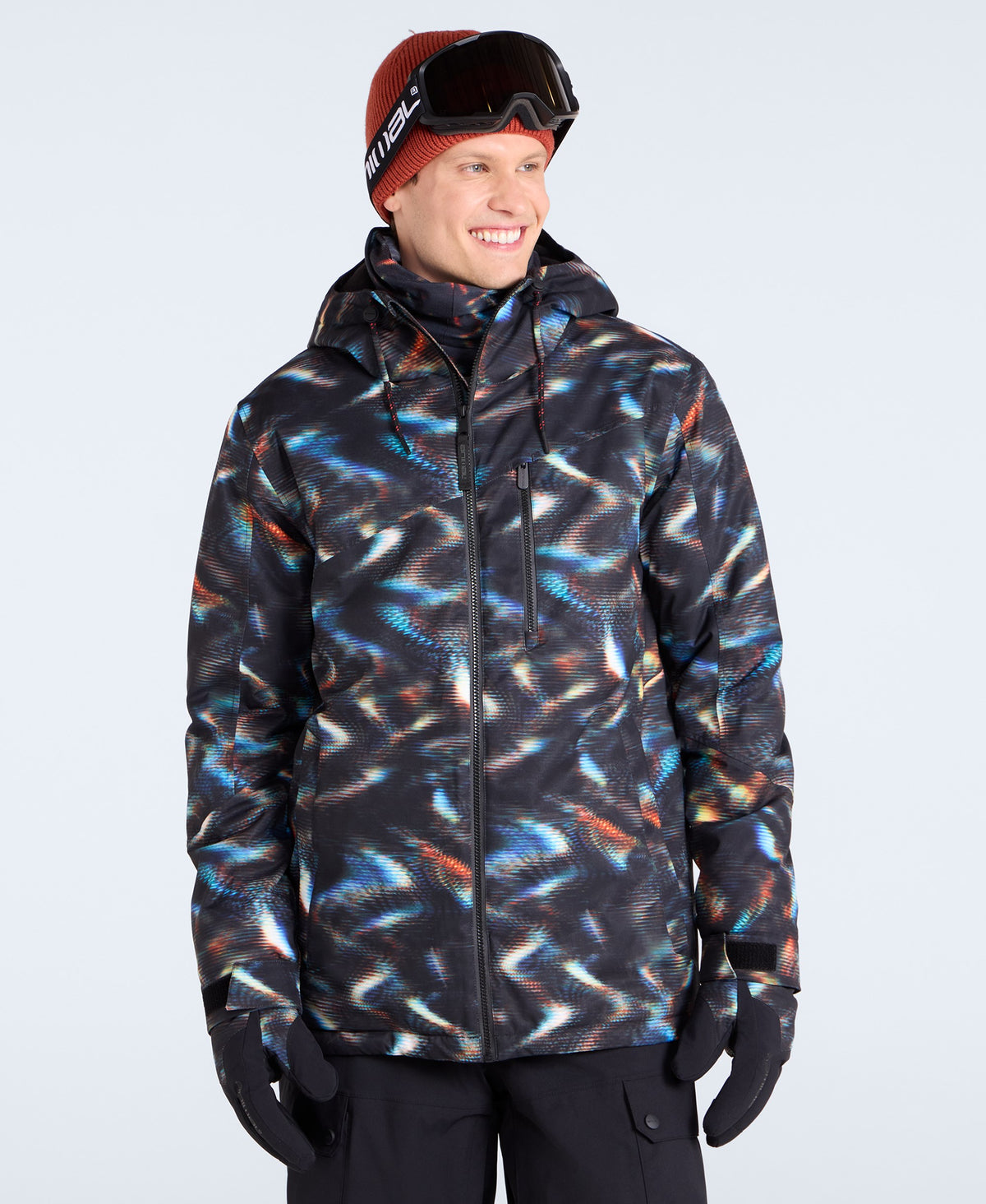Laxx Mens Waterproof Printed Snow Jacket - Orange