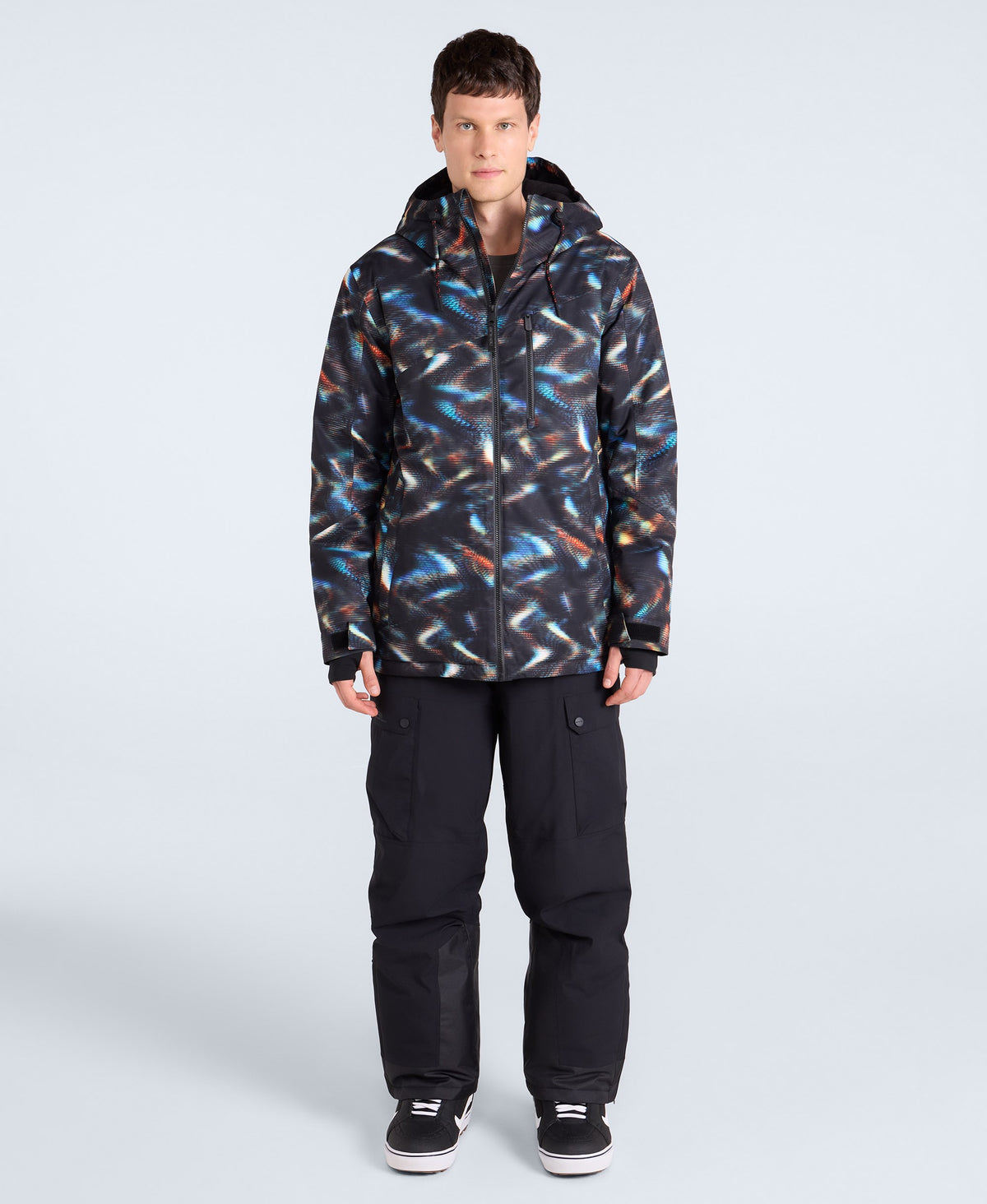 Laxx Mens Waterproof Printed Snow Jacket - Orange
