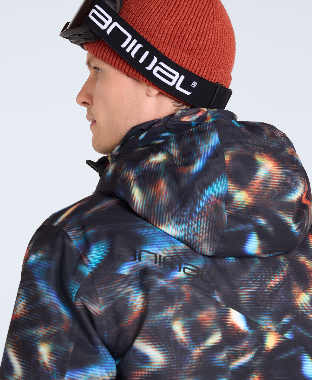 Laxx Mens Waterproof Printed Snow Jacket - Orange