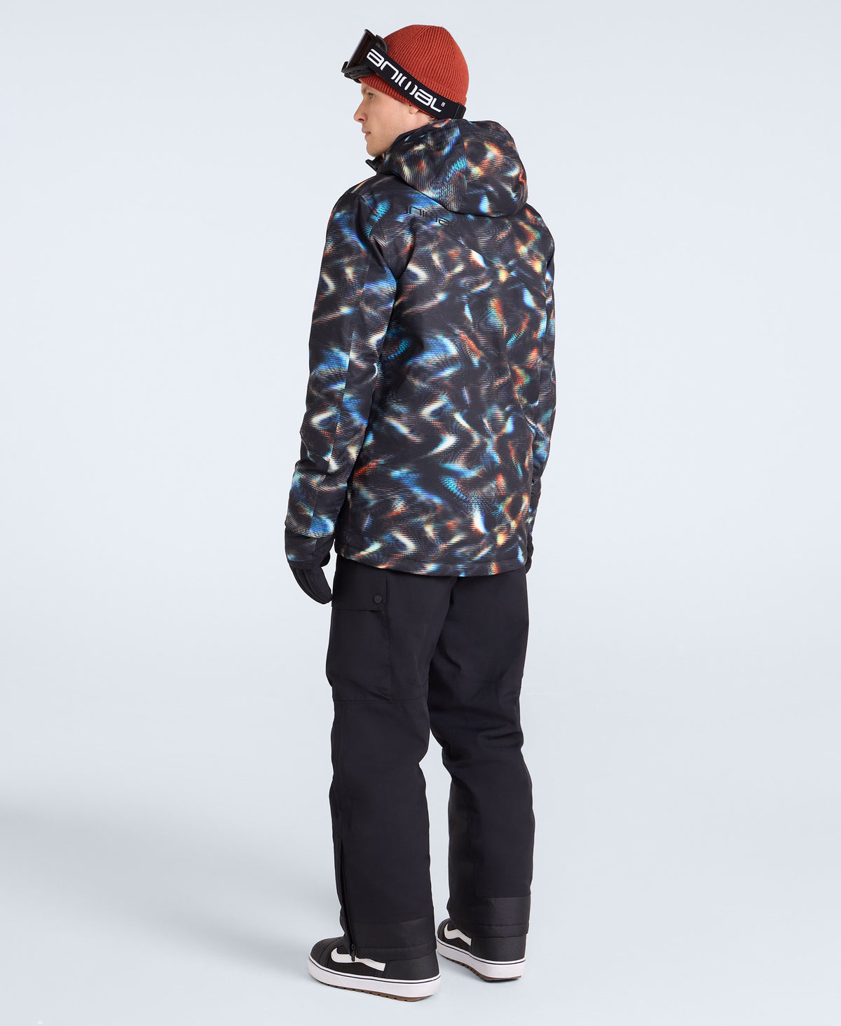 Laxx Mens Waterproof Printed Snow Jacket - Orange