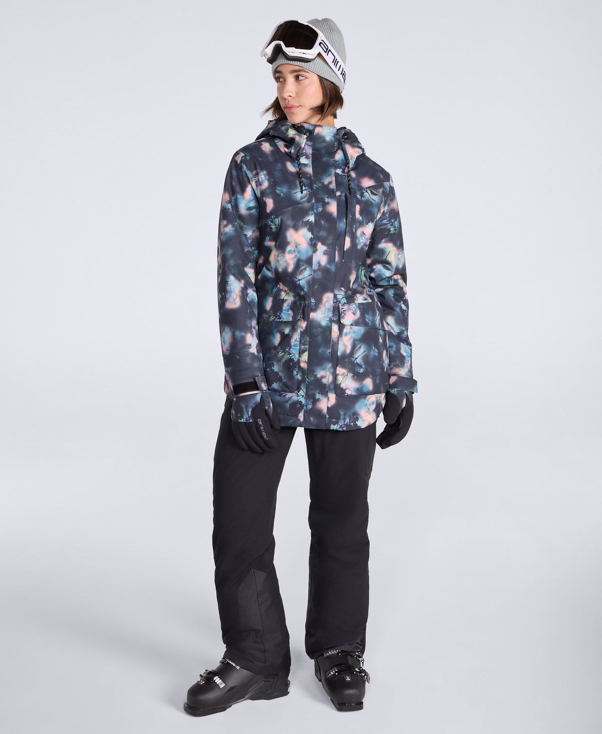 Laxx Printed Womens Waterproof Ski Jacket - Black