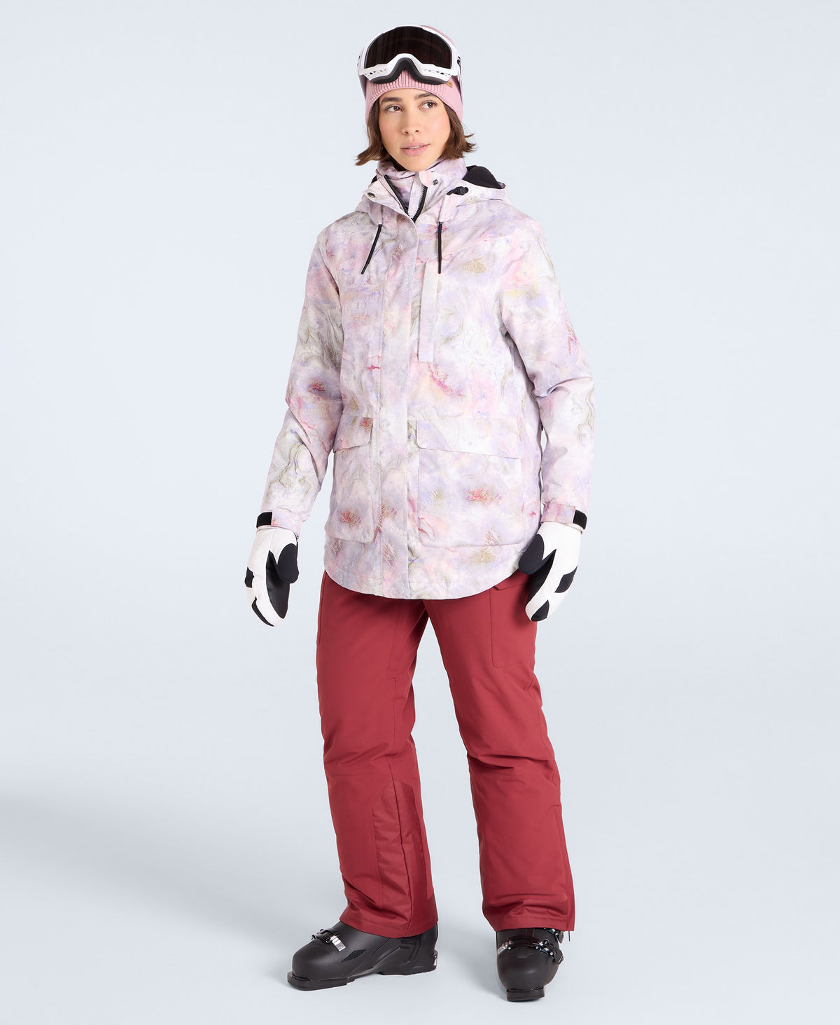 Laxx Printed Womens Waterproof Ski Jacket - Pink