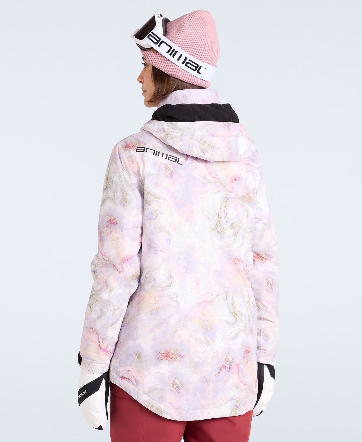 Laxx Printed Womens Waterproof Ski Jacket - Pink
