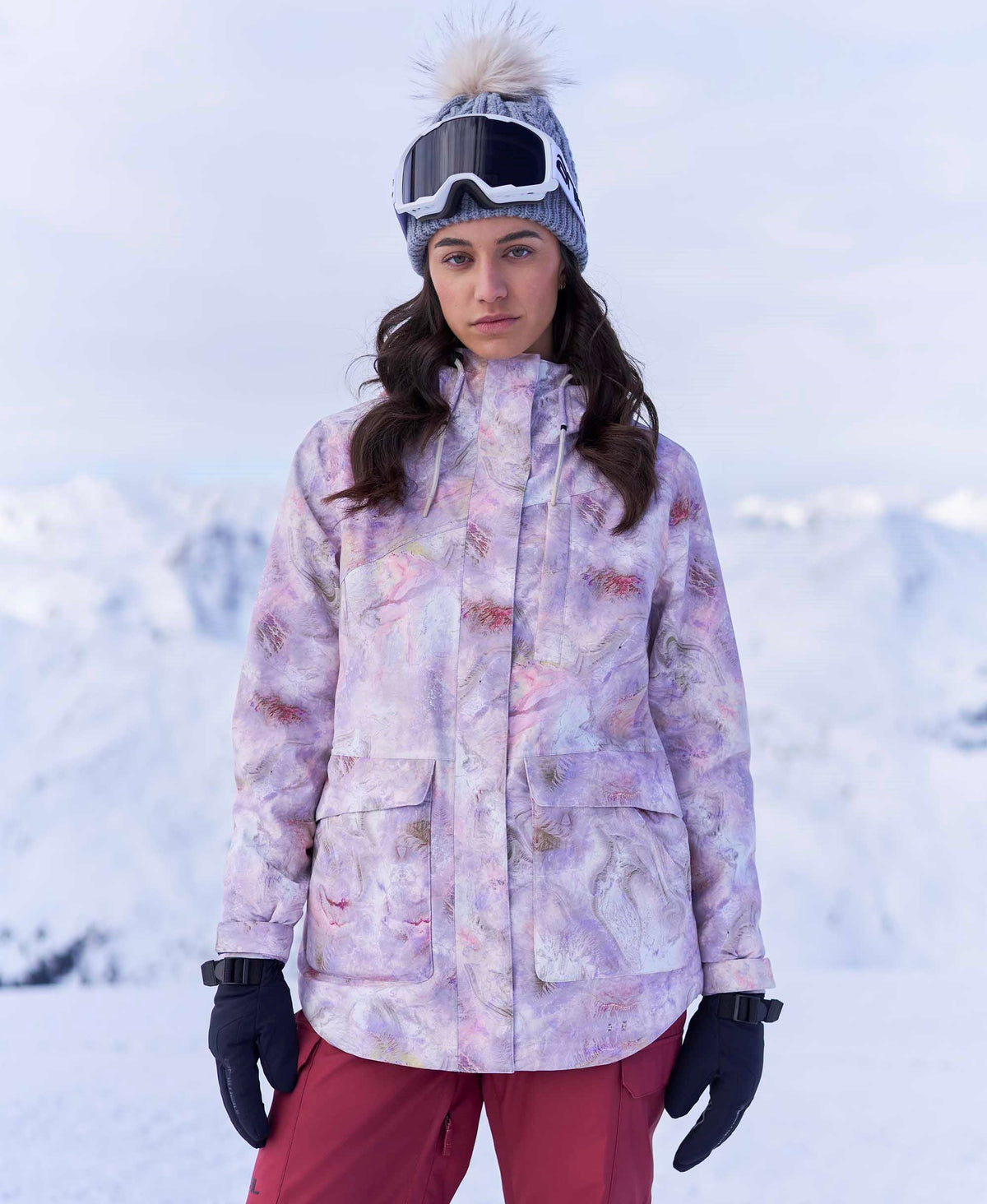 Laxx Printed Womens Waterproof Ski Jacket - Pink