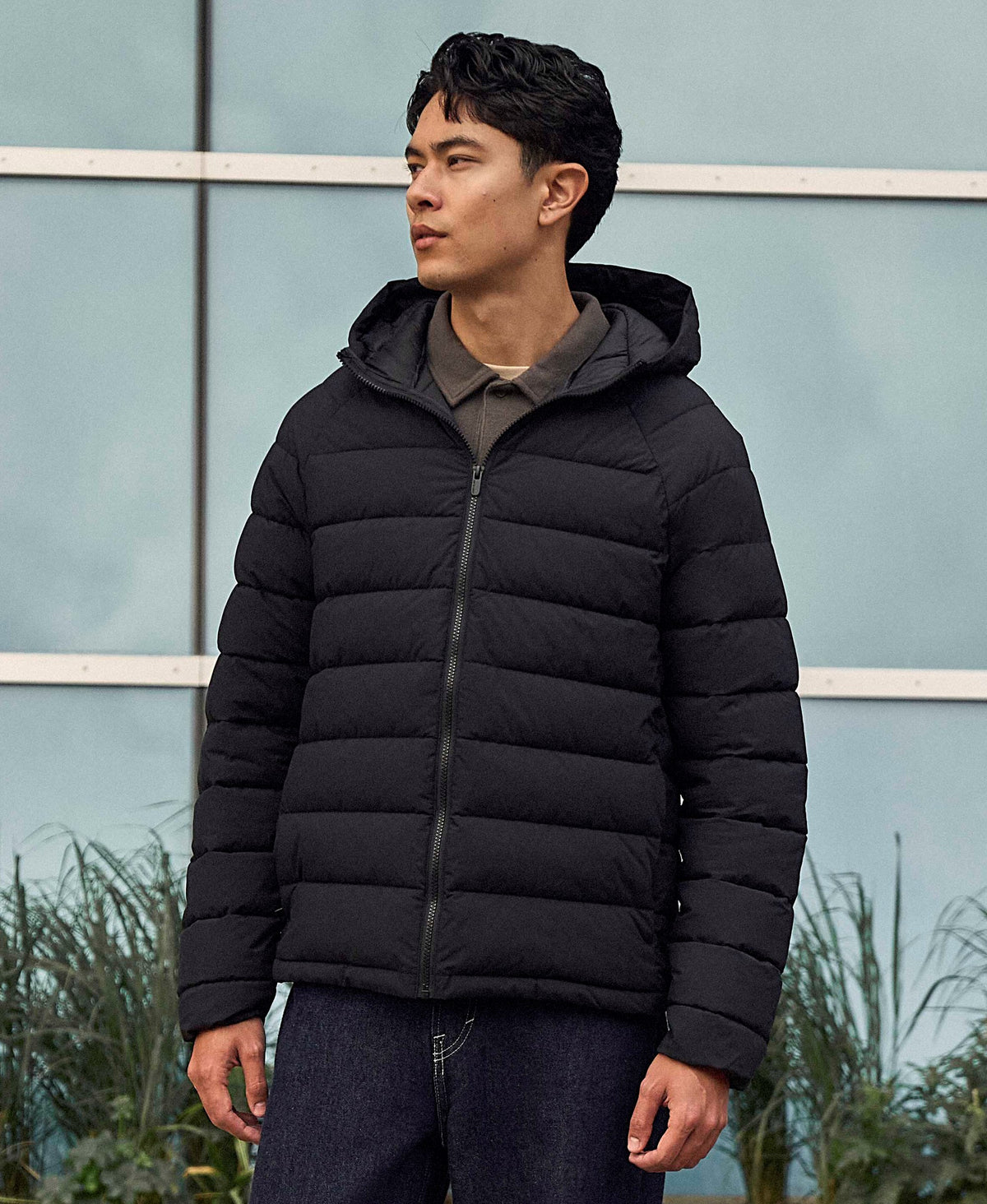 Light Cloud Cosi Hooded Mens Padded Jacket - Black