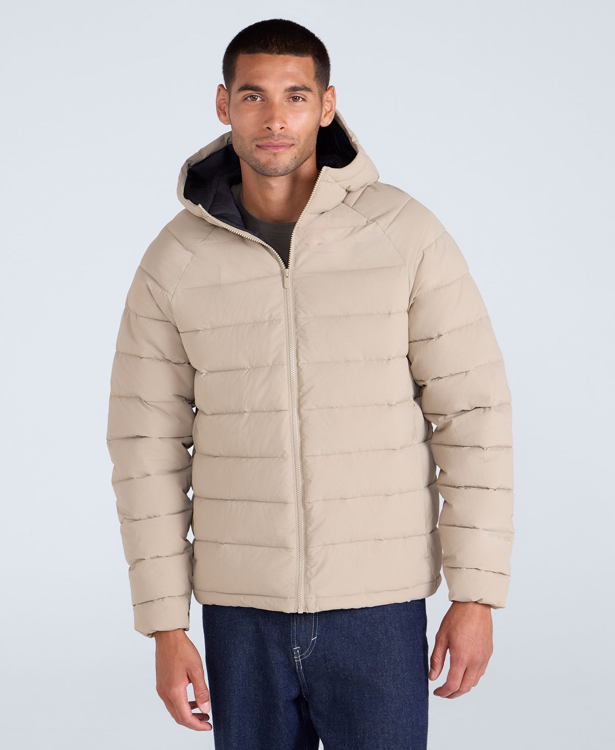 Light Cloud Mens Hooded Padded Jacket - Taupe