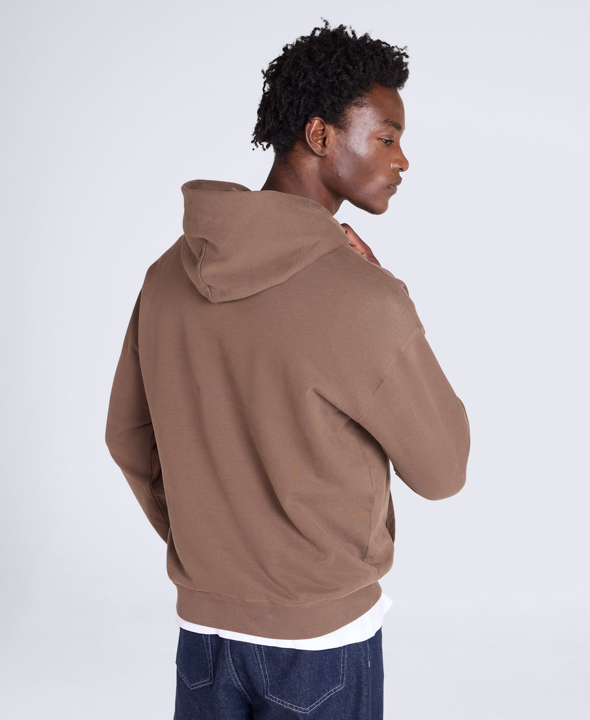 Icon Mens Drop Shoulder Hoodie - Brown