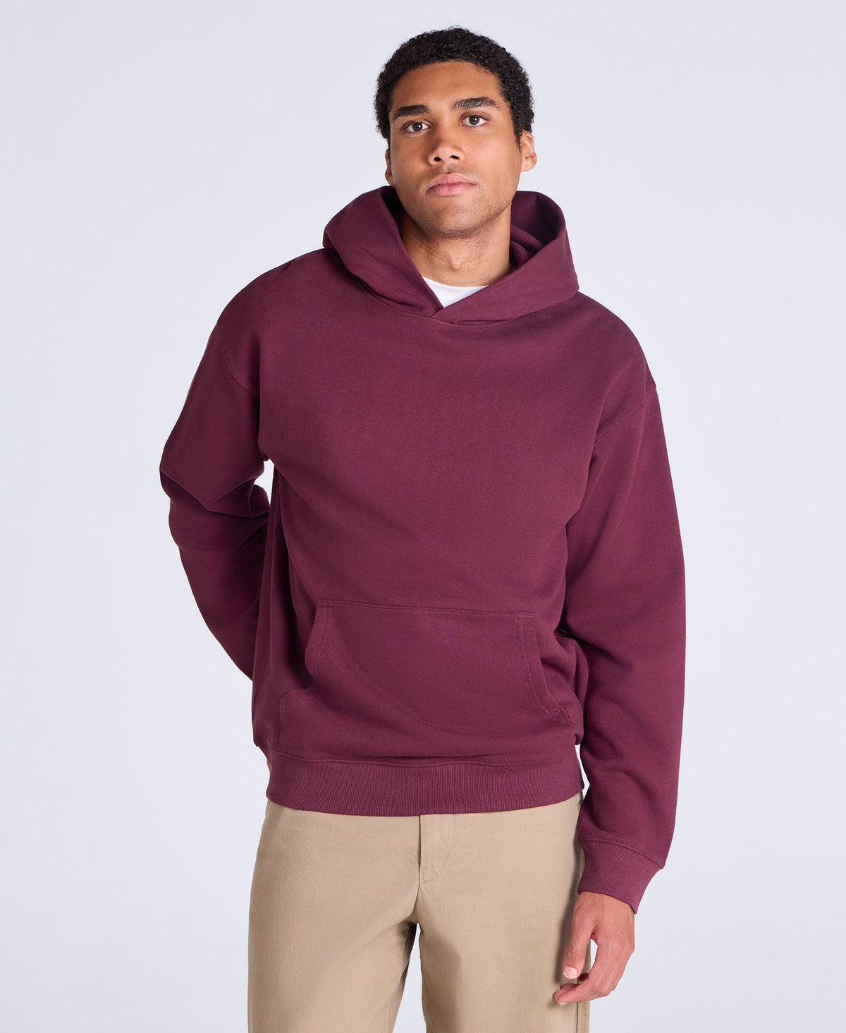 Icon Mens Drop Shoulder Hoodie - Burgundy