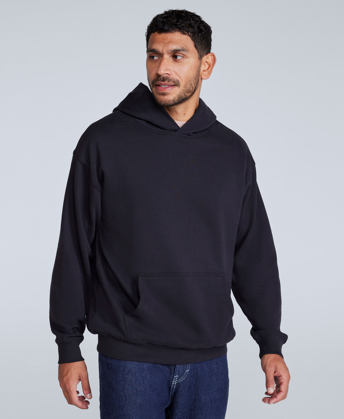 Icon Mens Drop Shoulder Hoodie - Jet Black