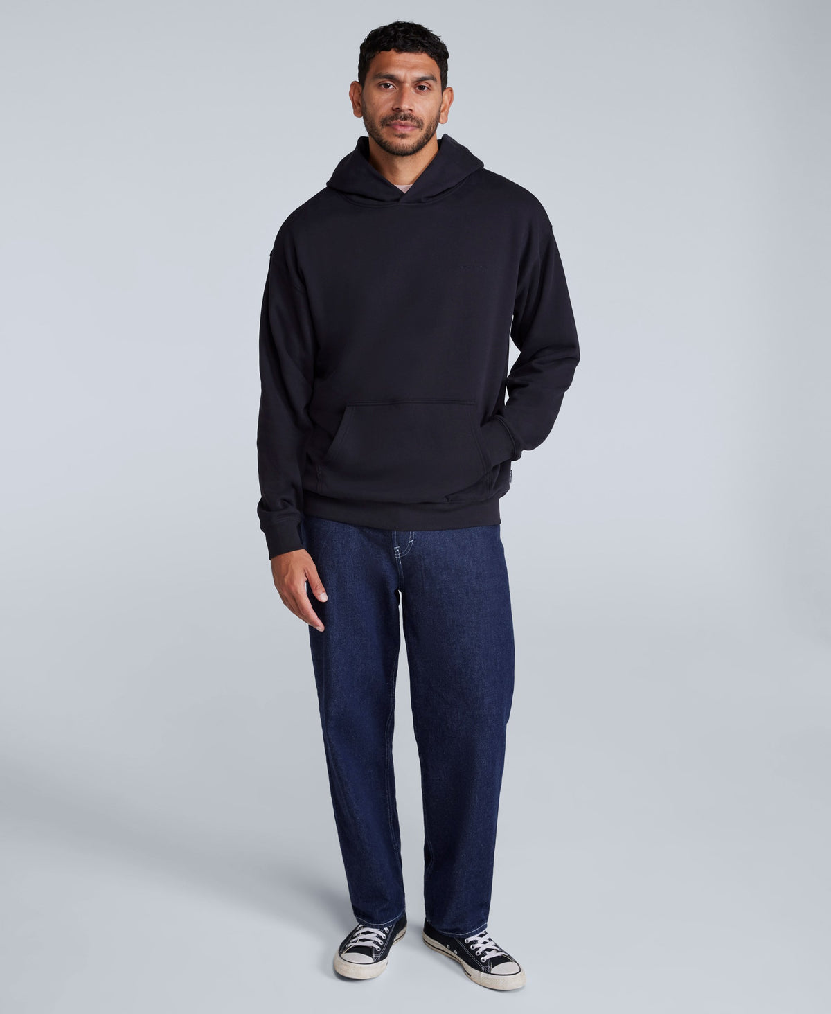 Icon Mens Drop Shoulder Hoodie - Jet Black