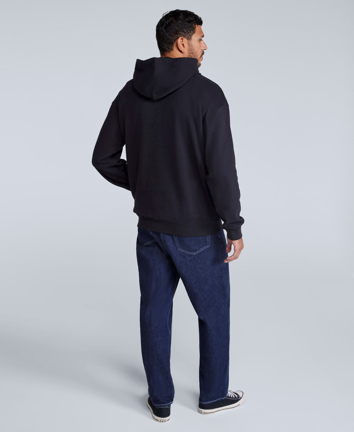Icon Mens Drop Shoulder Hoodie - Jet Black