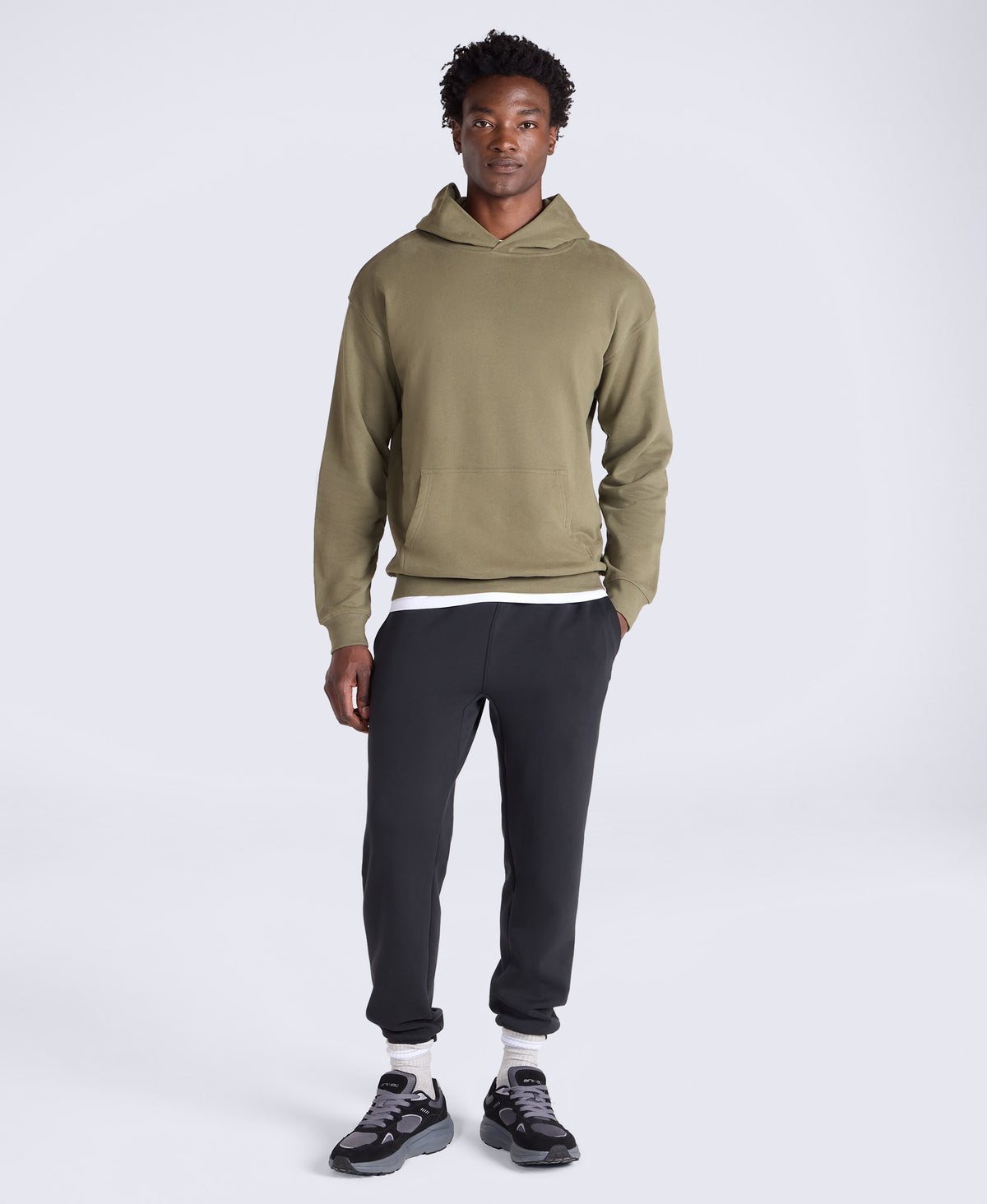 Icon Mens Drop Shoulder Hoodie - Khaki