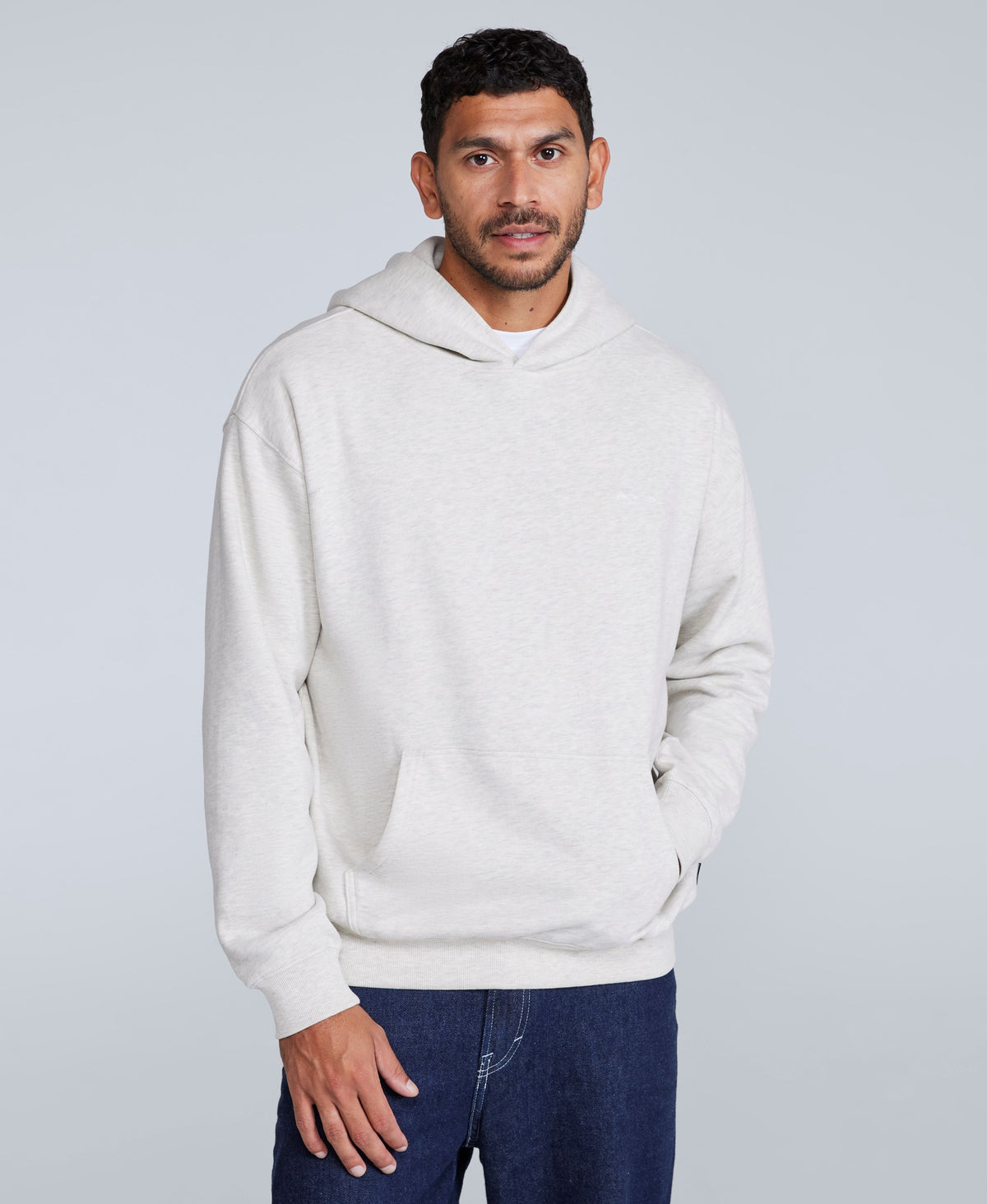 Icon Mens Drop Shoulder Hoodie - Light Grey