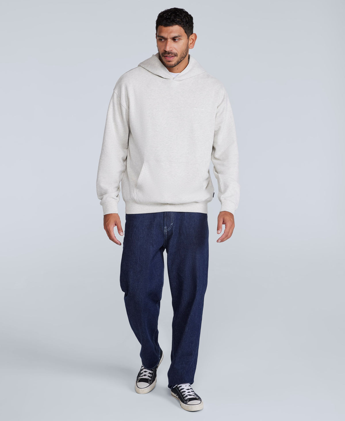 Icon Mens Drop Shoulder Hoodie - Light Grey