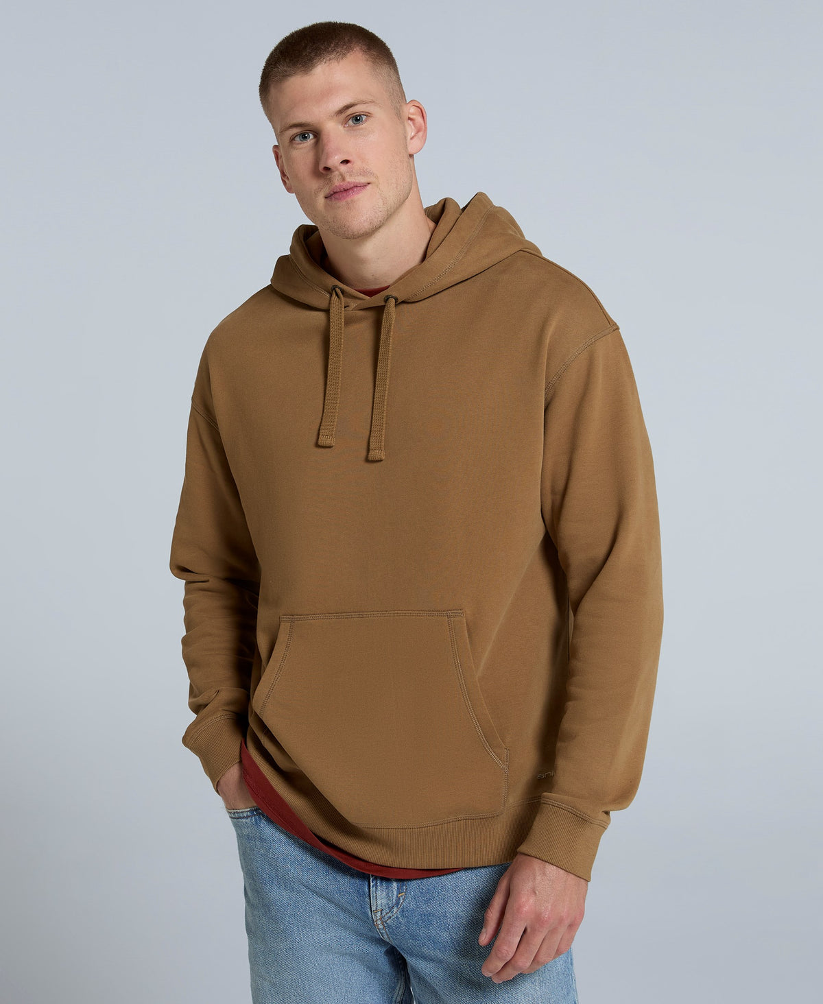 Icon Mens Drop Shoulder Hoodie - Taupe