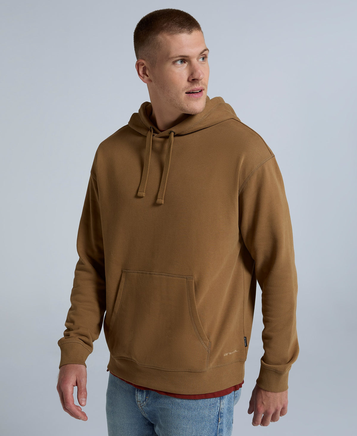 Icon Mens Drop Shoulder Hoodie - Taupe