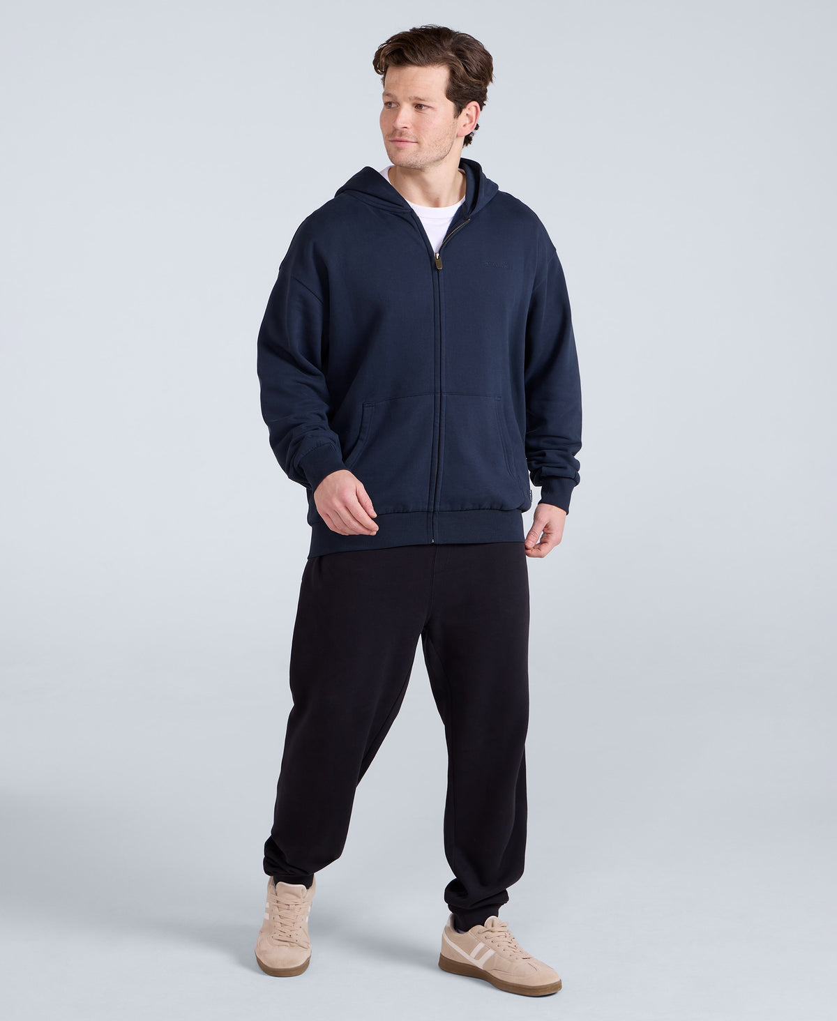 Icon Mens Logo Zip Through Hoodie - Dark Blue