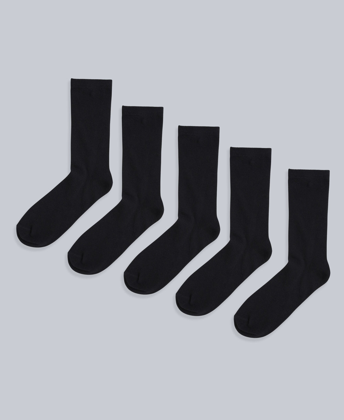 Haiden Cotton Rich Mens Mid-Calf Socks- 5 Packs - Black