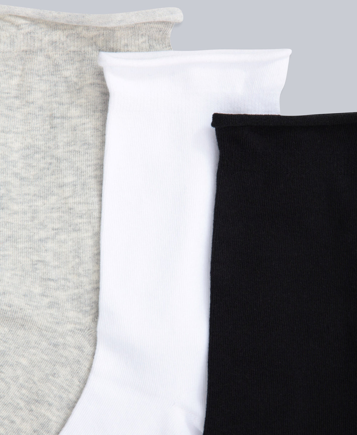 Isla Womens Roll Hem Mid Calf Socks- 3 Packs - Dark Grey