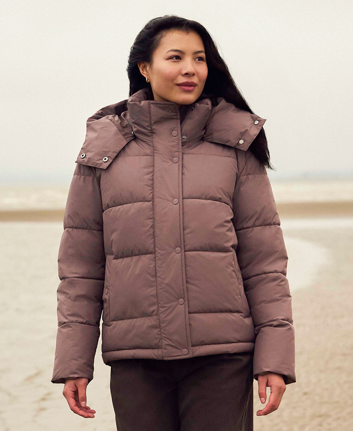 Maeve Womens Puffer Jacket - Taupe