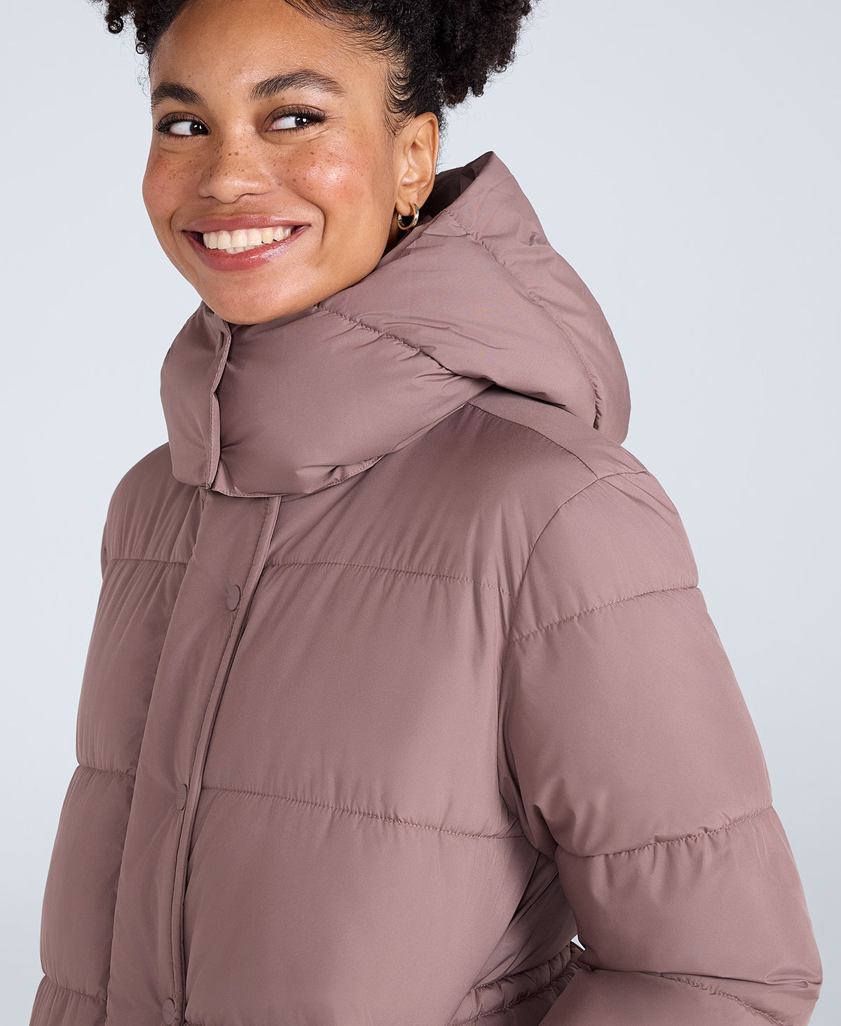 Maeve Womens Puffer Jacket - Taupe