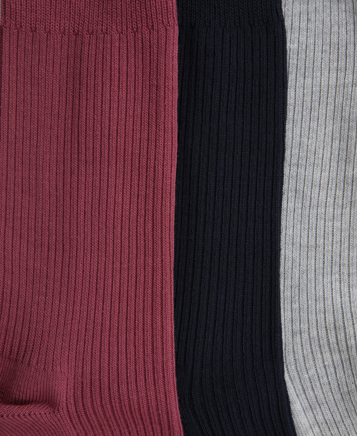Flynn Mens Ribbed Mid Calf Socks- 3 Pack - Red