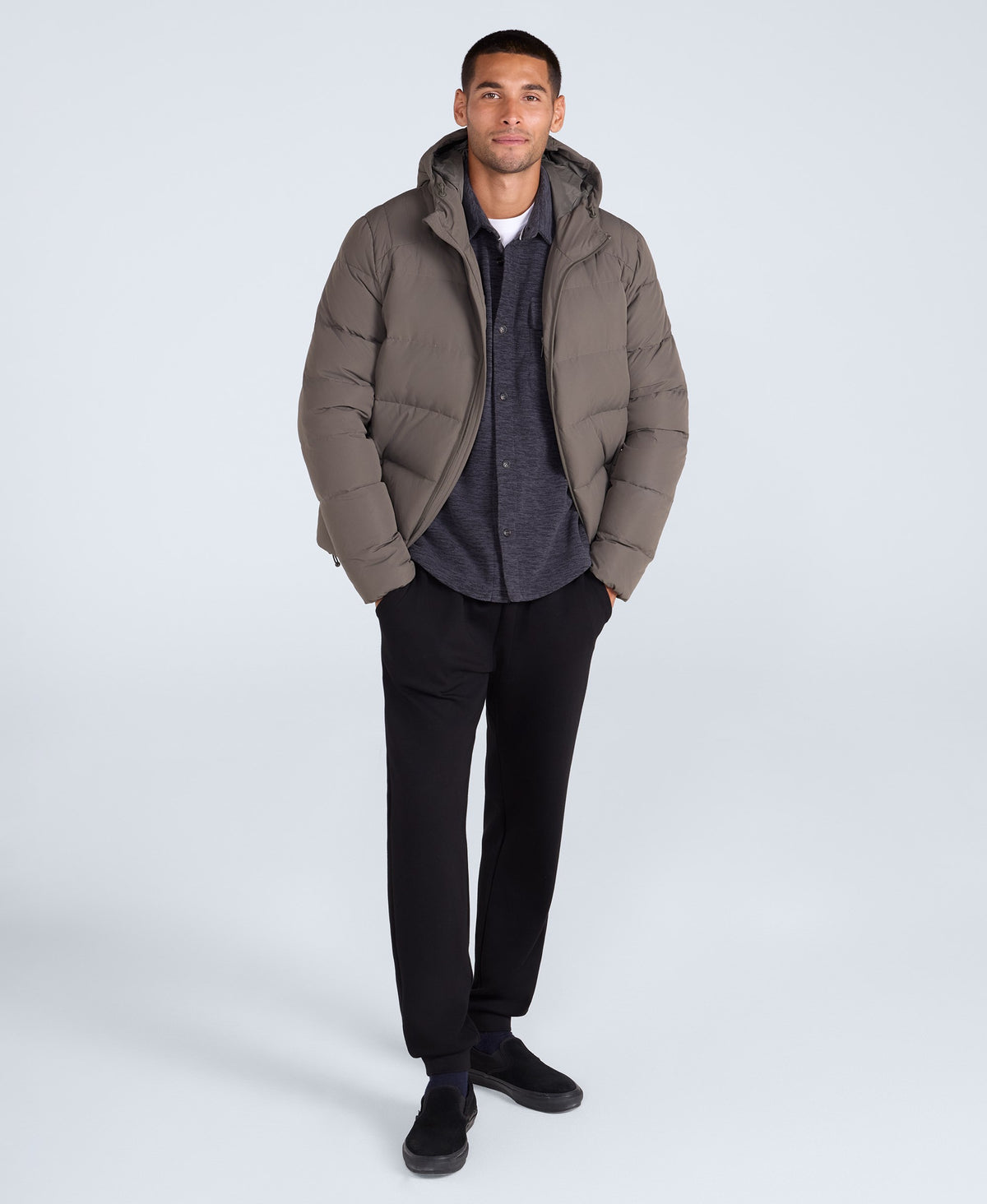 Mens Tech Down Mid Weight Jacket - Dark Khaki