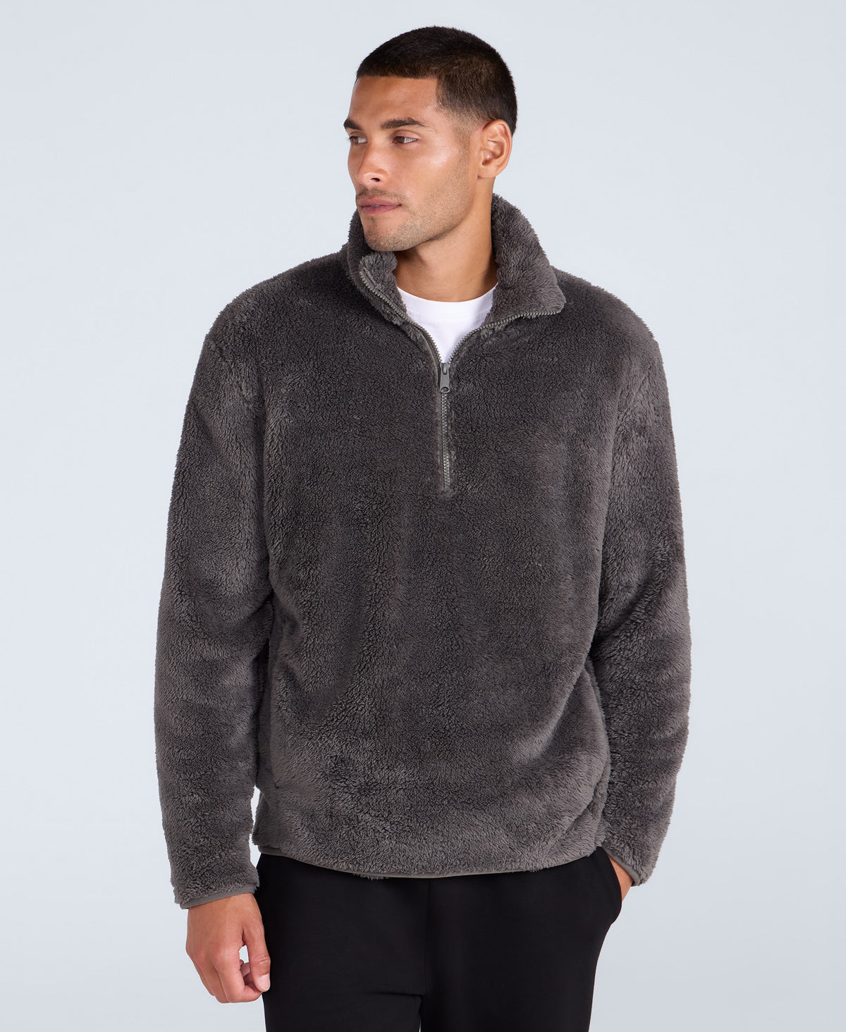 Teddy Mens Half Zip Fleece - Khaki