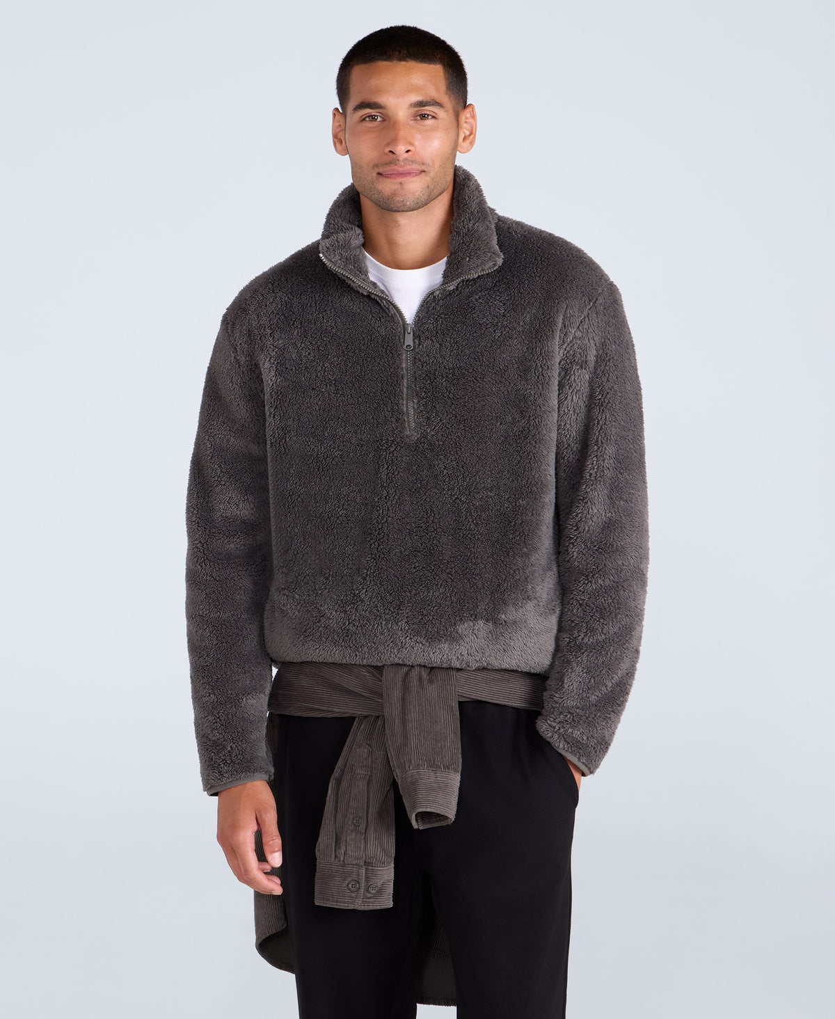 Teddy Mens Half Zip Fleece - Khaki