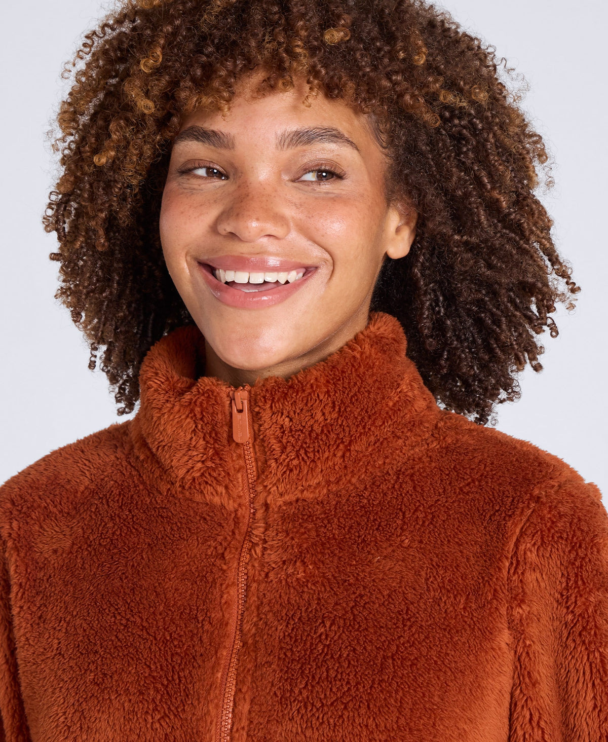 Teddy Womens Half Zip Fleece - Burnt Orange