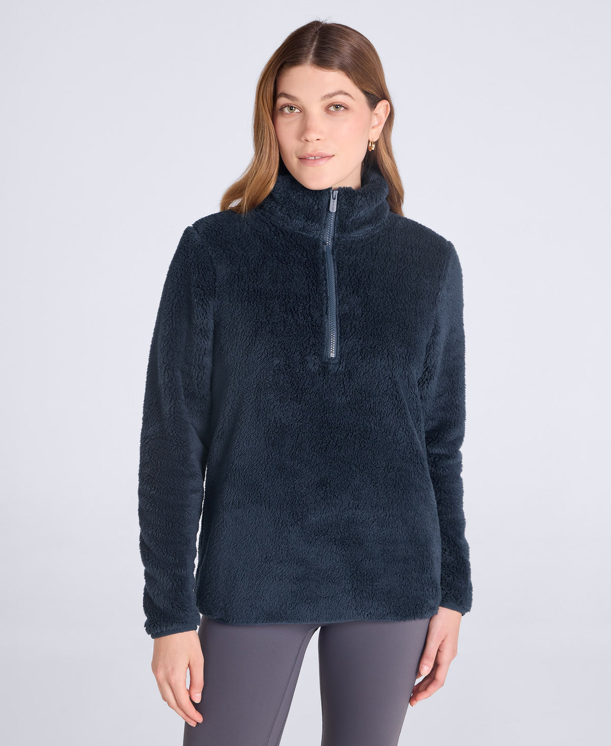 Teddy Womens Half Zip Fleece - Dark Blue