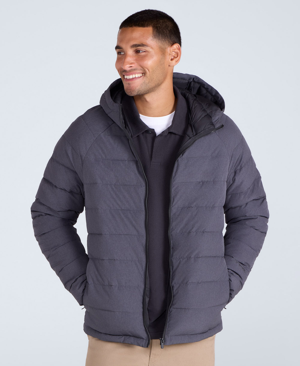 Light Cloud Cosi Marl Hooded Mens Padded Jacket - Charcoal