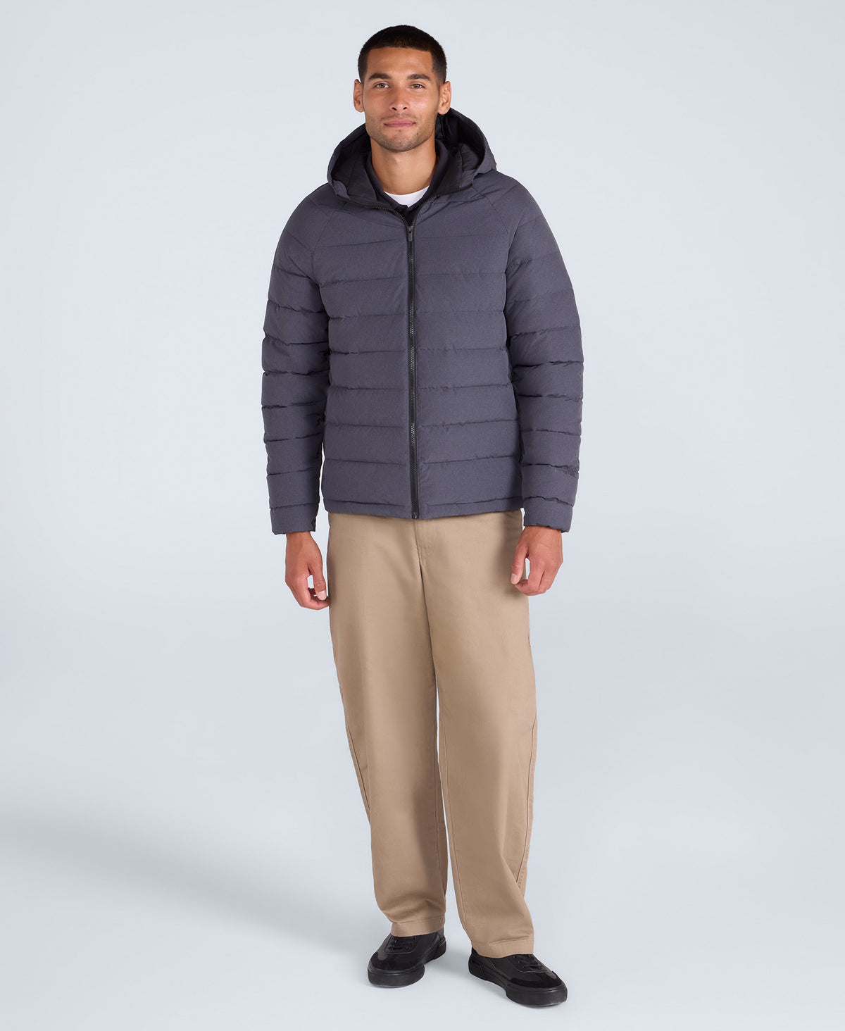 Light Cloud Cosi Marl Hooded Mens Padded Jacket - Charcoal