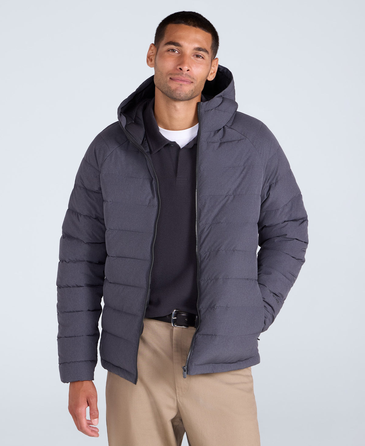 Light Cloud Cosi Marl Hooded Mens Padded Jacket - Charcoal