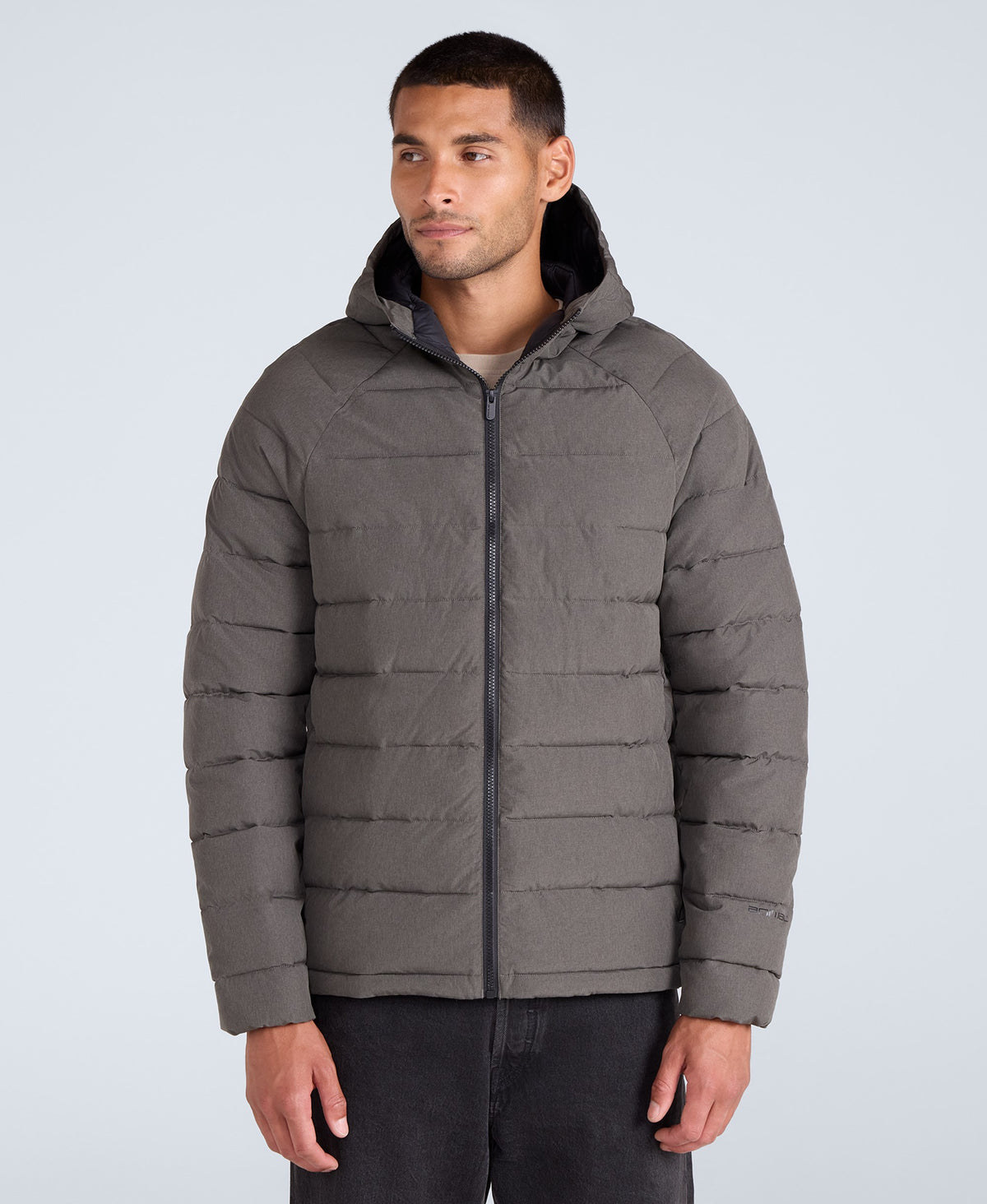 Cloud Marl Mens Hooded Padded Jacket - Khaki