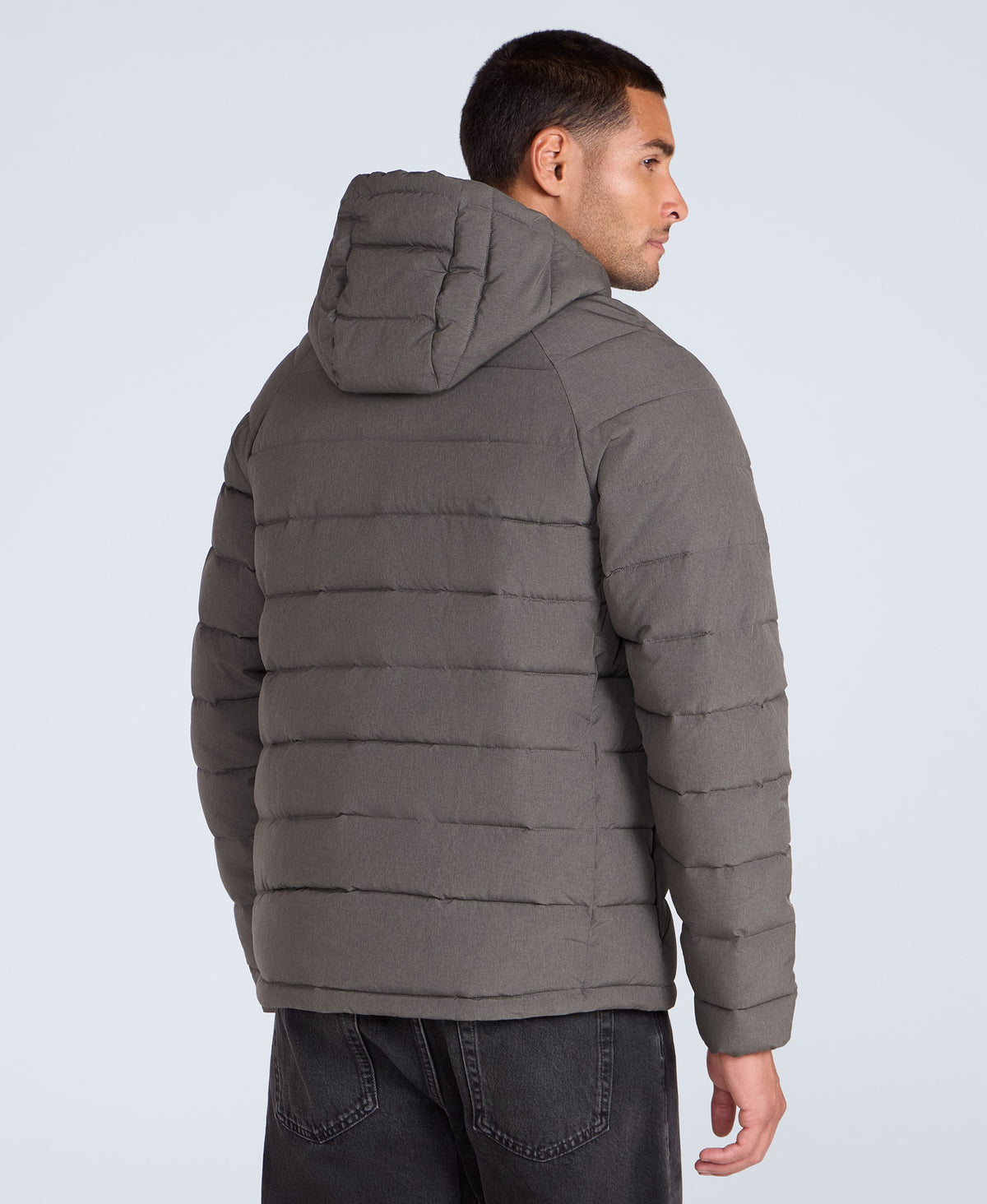 Light Cloud Cosi Marl Hooded Mens Padded Jacket - Khaki