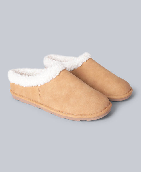 Unisex Borg Lined Slippers Beige – Animal