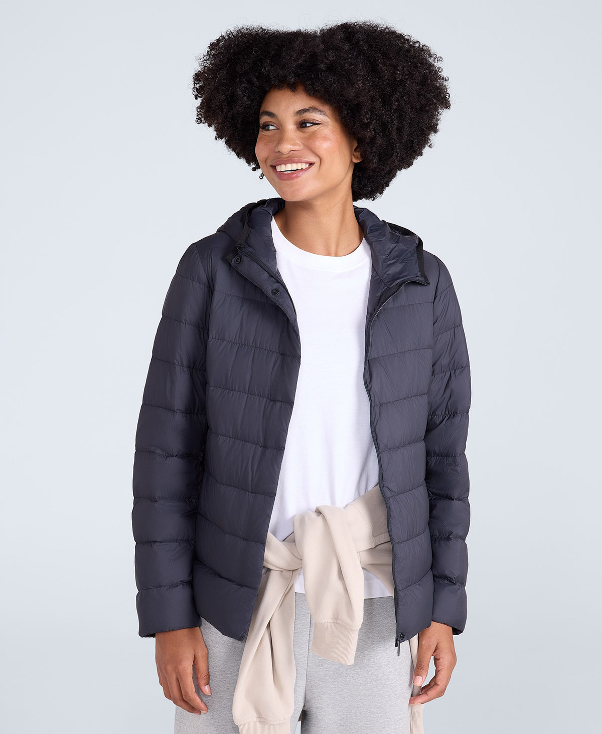 Womens Lightweight Down Packable Jacket - Black