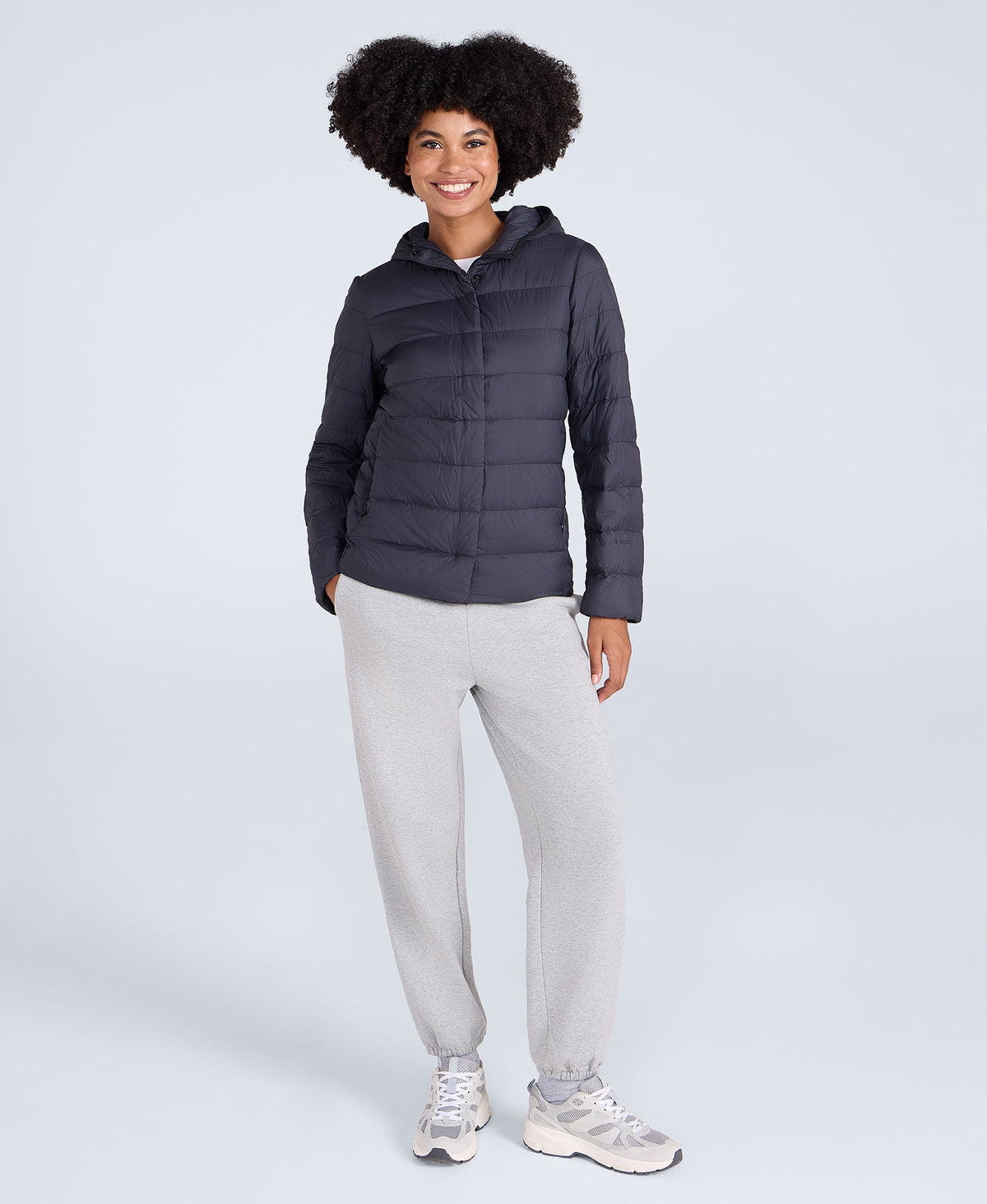 Womens Lightweight Down Packable Jacket - Black