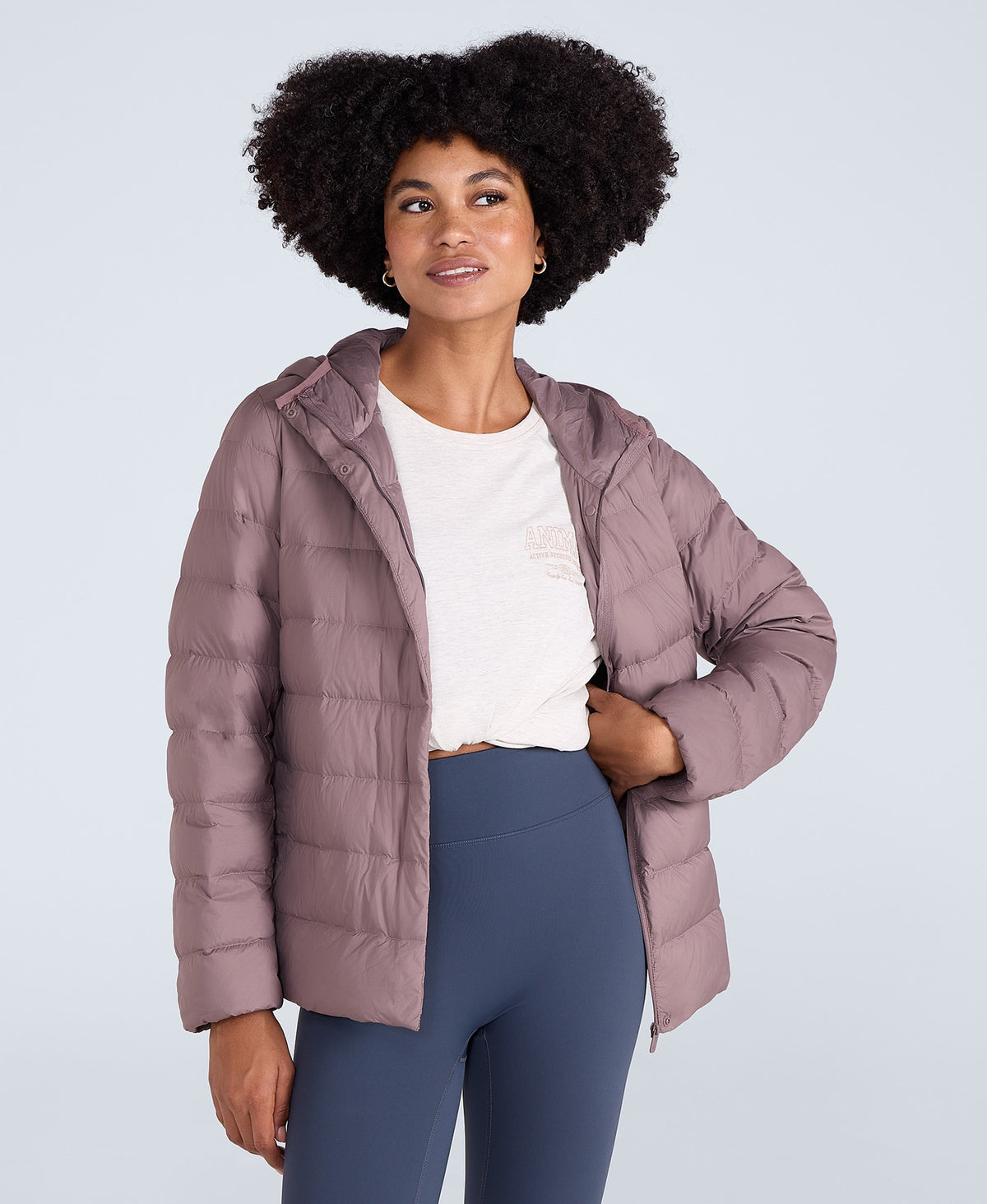Womens Lightweight Down Packable Jacket - Dusky Purple
